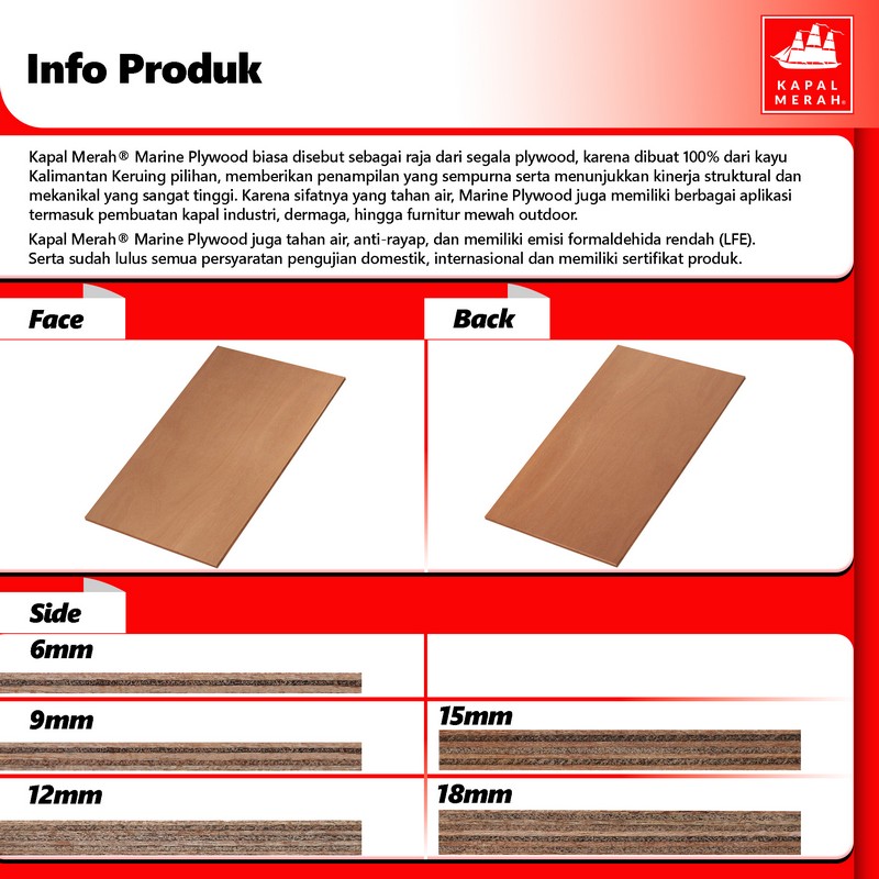 Kapal Merah® - Marine Plywood | Triplek 100% Anti Air, Rajanya Semua Plywood!