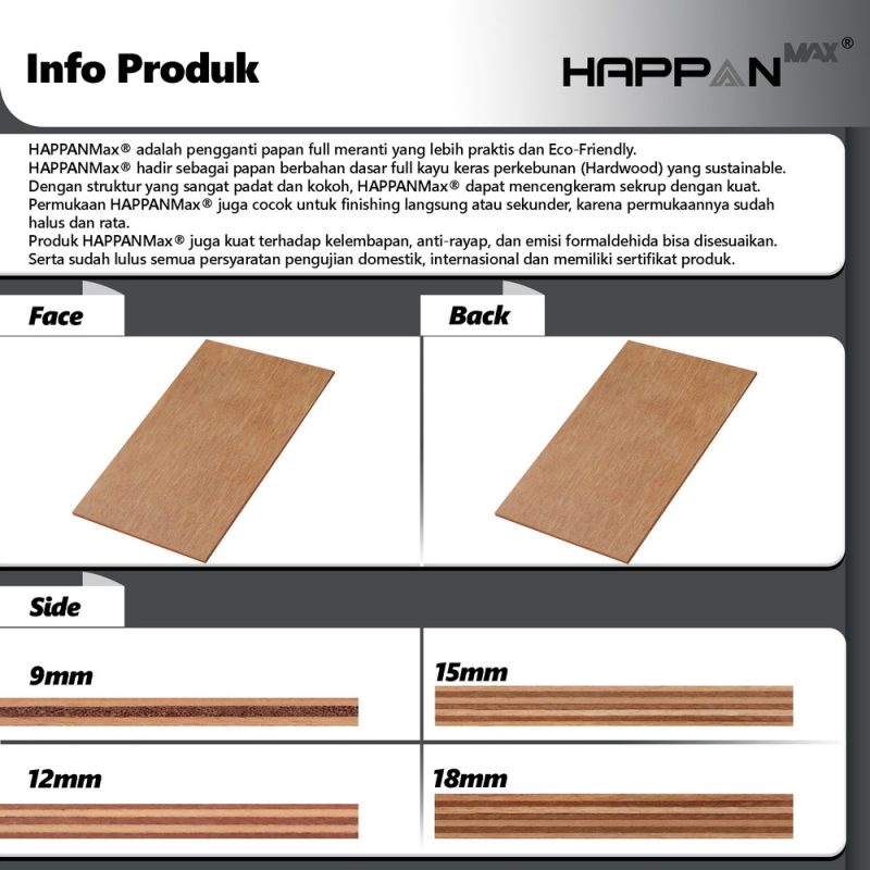HAPPANMax® – Hardwood Plywood | Alternatif Triplek Full Meranti, Kuat & Daya Tahan Tinggi
