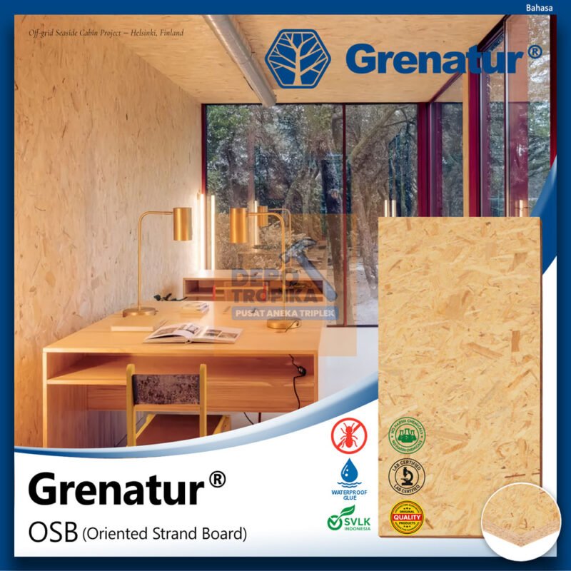 Cover Grenatur® - OSB (Oriented Strand Board) | Tren Bahan Arsitek Terbaru, 100% OSB Asli Skandinavia