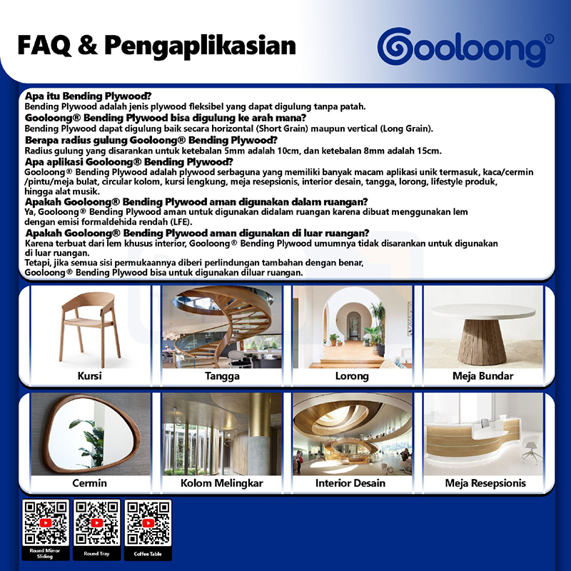 Gooloong® - Bending Plywood | Triplek Fleksibel, Digulung Hingga 360 Derajat Tanpa Patah!