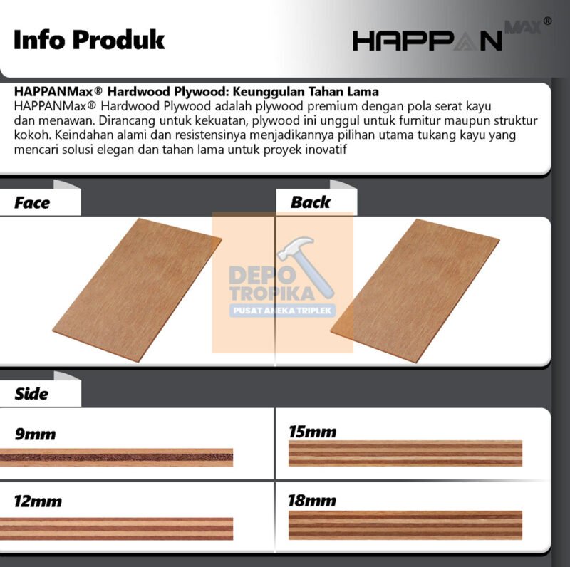 HAPPANMax® – Hardwood Plywood | Alternatif Triplek Full Meranti, Kuat & Daya Tahan Tinggi