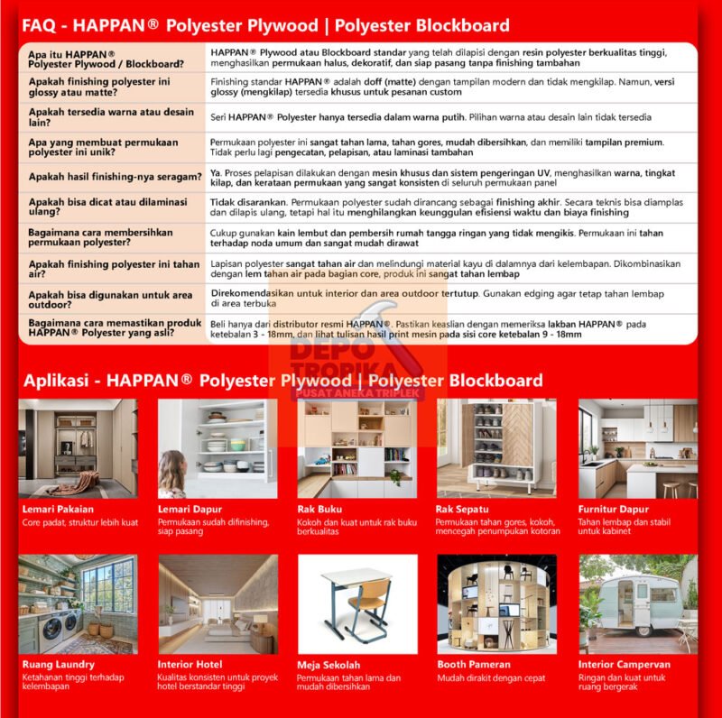 Page-5 HAPPAN® - Polyester Plywood | Triplek Melamin Putih, Paling Diminati oleh Pelanggan Indonesia