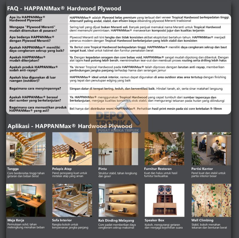 HAPPANMax® – Hardwood Plywood | Alternatif Triplek Full Meranti, Kuat & Daya Tahan Tinggi