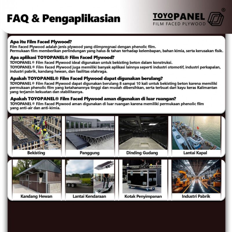 TOYOPANEL® - Film Faced Plywood | Triplek Film Phenolic Cor 2 Muka, Digunakan Berulang 8~10x !
