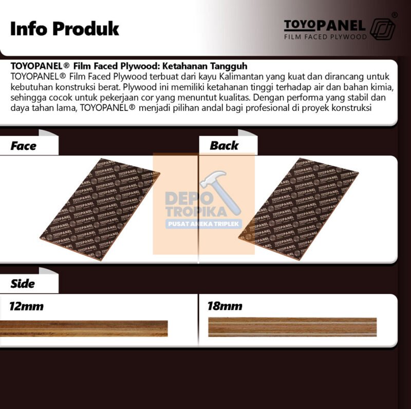 TOYOPANEL® - Film Faced Plywood | Triplek Film Phenolic Cor 2 Muka, Digunakan Berulang 8~10x!