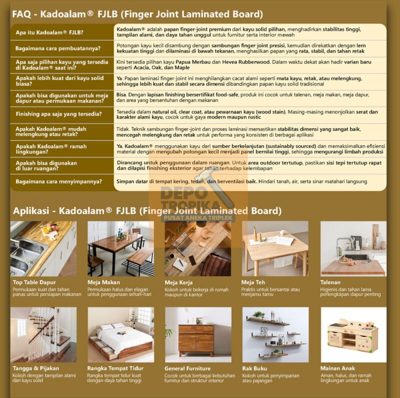 Page-5 Kadoalam® - FJLB (Finger Joint Laminated Board) | FJL Board Estetik! Papan Merbau, Karet, Pinus Berkualitas Grade AAA