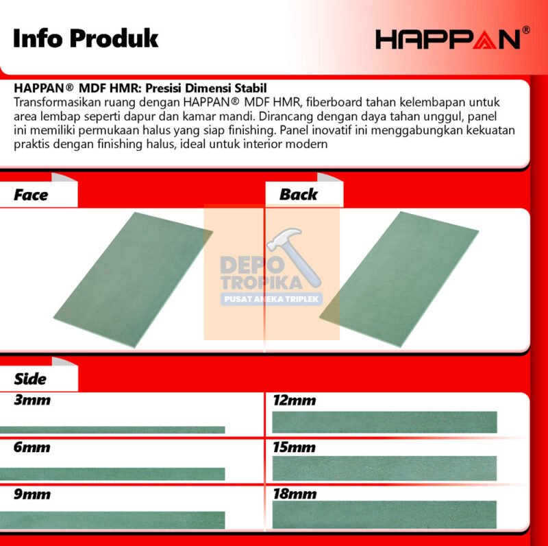 HAPPAN® - MDF HMR | HMR Board, Tidak Mudah Rapuh
