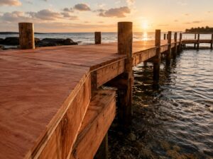 Aplikasi marine plywood pada proyek dermaga tahan air